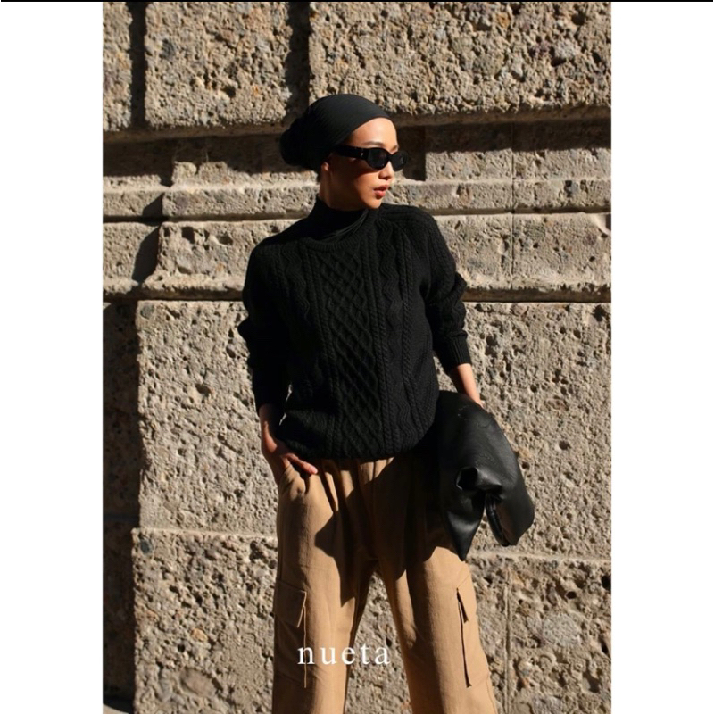 Cable Sweater Black Velvet size SM by Nueta (New with tag)