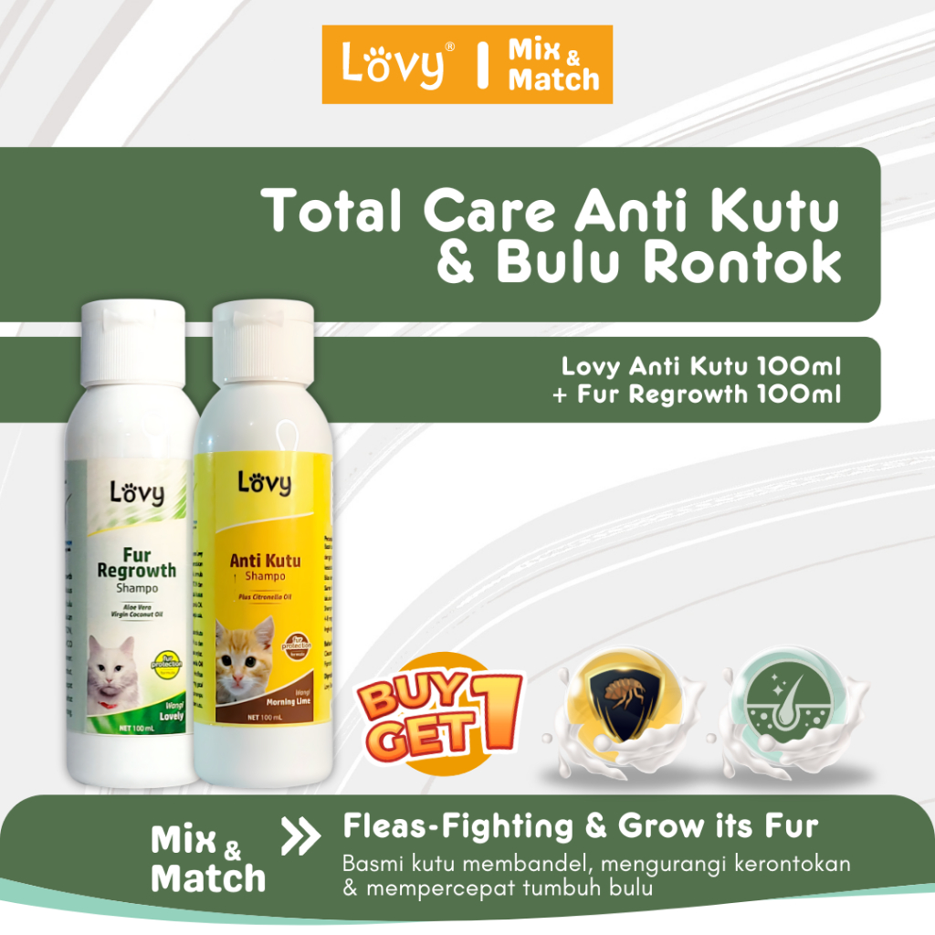 Shampo Sampo Kucing Lovy | ANTI KUTU & FUR | PAKET A