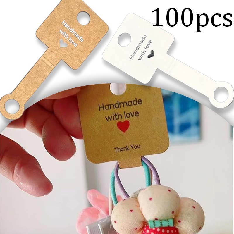 

[100pcs] Hangtag Kraft Polos Tebal Label Aksesoris Gantung Label Kalung Gelang Label Label Pita