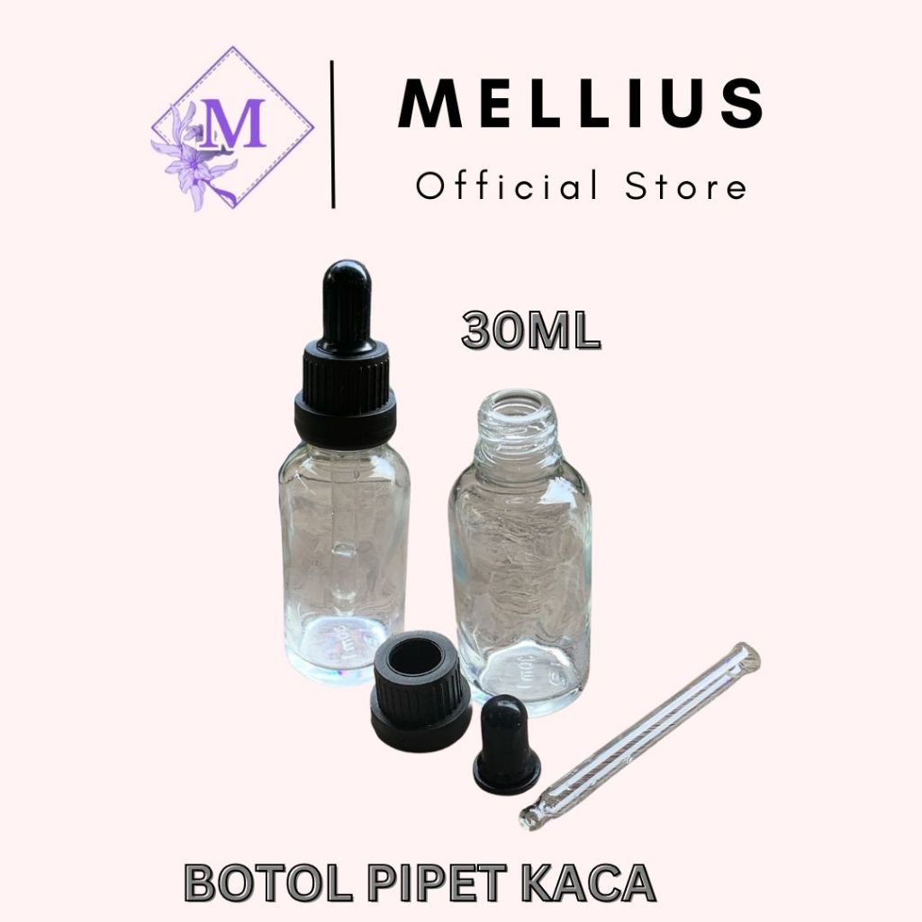 Botol Pipet Kaca 30ml / Glass Bottle Pipette isi 30 ml Dengan Segel Pipet Bulat Kaca Tebal Produk Im