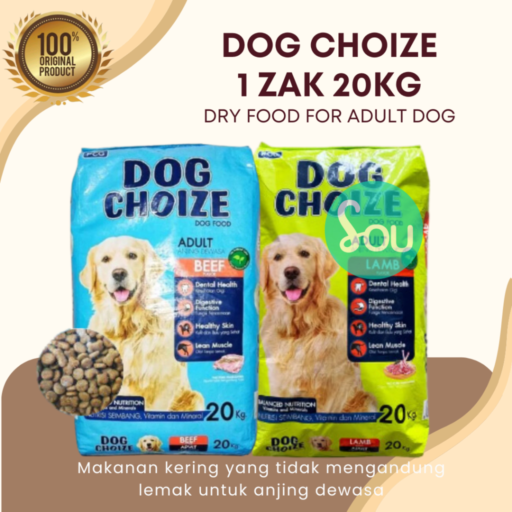 Dog Choize 20kg Dry Food Dog Rasa Lamb Makanan Kering Anjing 1 Zak 20 kg Dog Choize Food Beef Lamb D