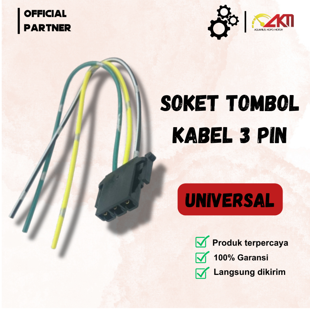 Soket Tombol 3 Kabel Saklar Fitting Lampu Dim Klakson Sen Karisma Beat