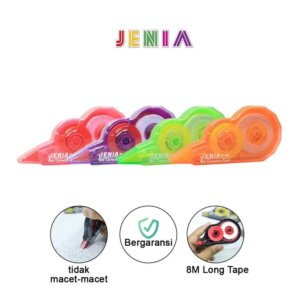 

Correction Tape CT-008 Florescent 8M Jenia (4 pcs)