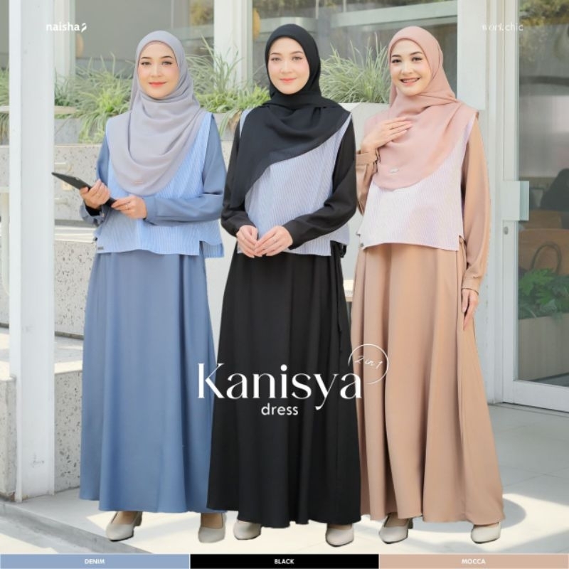 Gamis Syari Terbaru Kanisya Dress 2in1 Vest Stripe Shakila