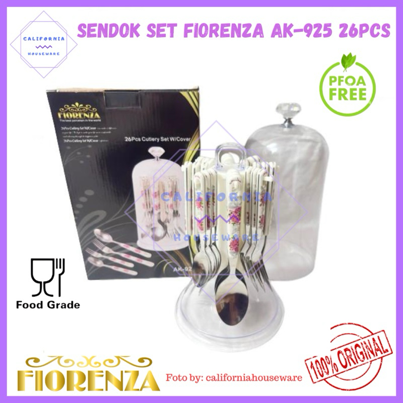 Sendok Set Stainless Tebal FIORENZA AK-925 / Sendok Set FIORENZA / Sendok Keramik FIORENZA