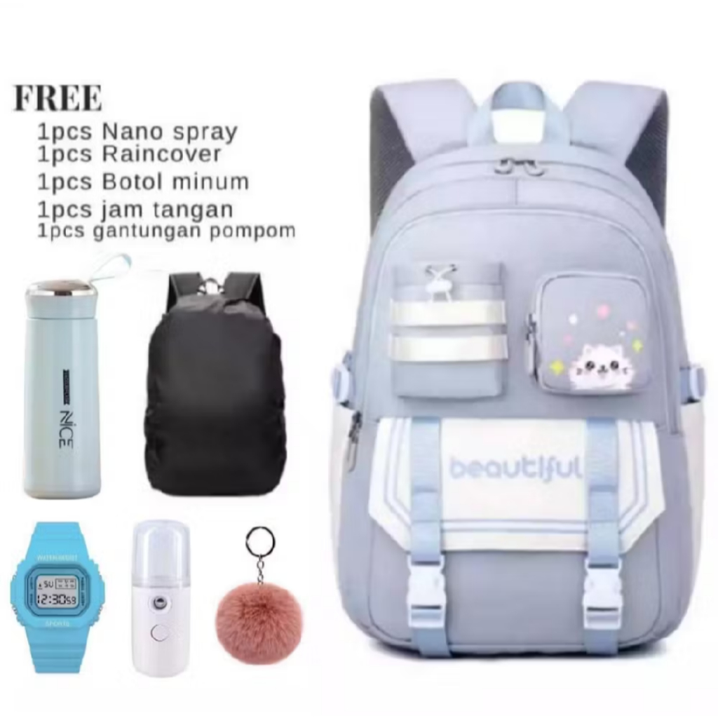 New Champion Tas Ransel Sekolah Anak Sekolah Perempuan SD SMP Beautiful Happy Summer Full Paket Prem
