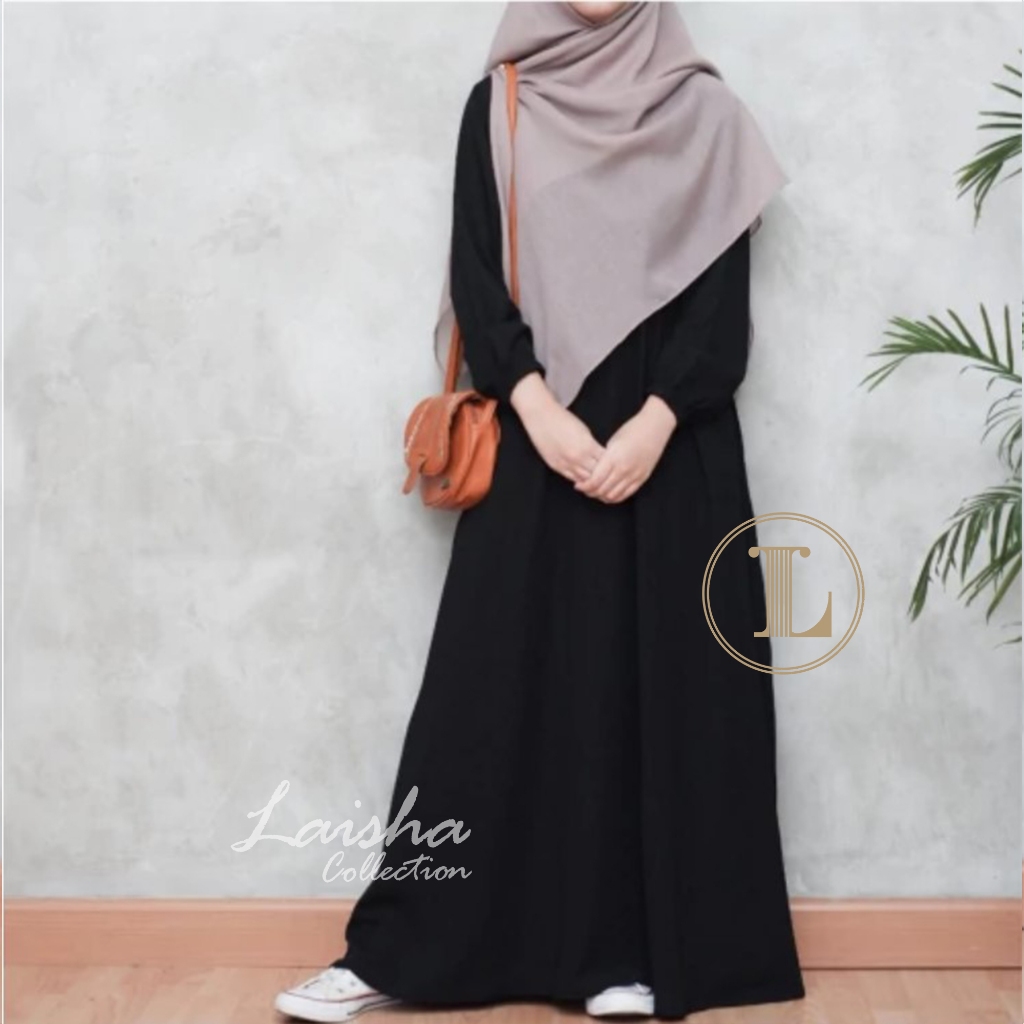 FREE ONGKIR (BISA COD) GAMIS ABAYA LENGAN KARET WANITA MUSLIM REMAJA DEWASA WOLPIS PREMIUM UKURAN S
