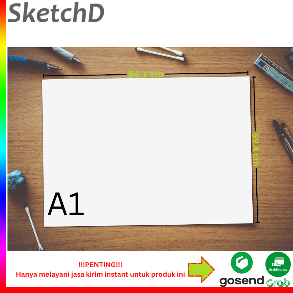 

Kertas gambar karton BC A1 putih ukuran 84.1 x 59.4 cm 160 gsm P plus 5 lembar White Brief Card Drawing Paper A 1