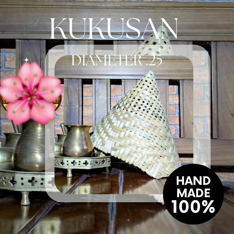 kerucut bambu kukusan/kukusan nasi/kukusan kue/aseupan bambu/cetakan tumpeng bambu/hiasan lampu brka