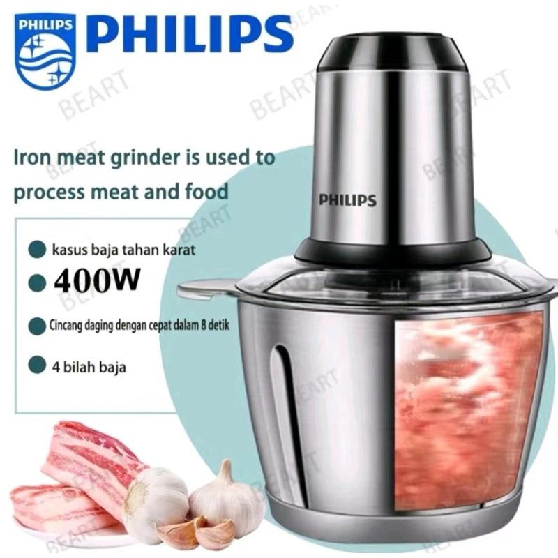 Chopper Philips Blender Penggiling Daging Serbaguna Food Prosesor Kapasitas 2L