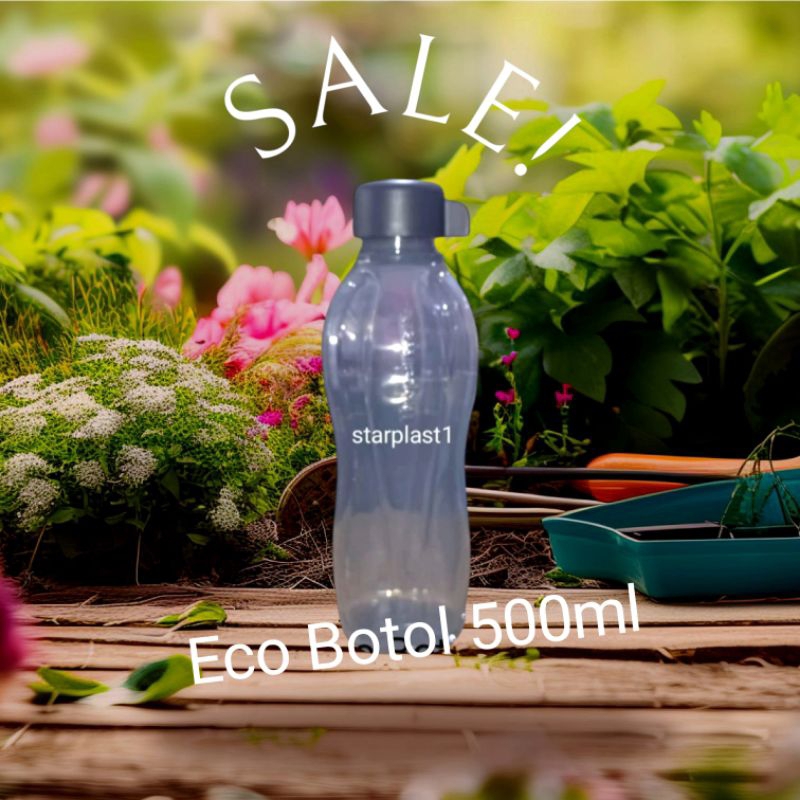 Eco botol 500ml Tupperware | Hitam transparan | Tutup ulir