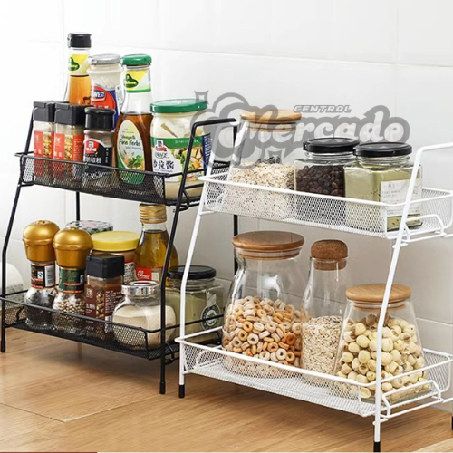 Rak Dapur 2 Susun Rak Bumbu Tempat Botol Toples Makanan Rak Make Up Kosmetik Besi Anti Karat