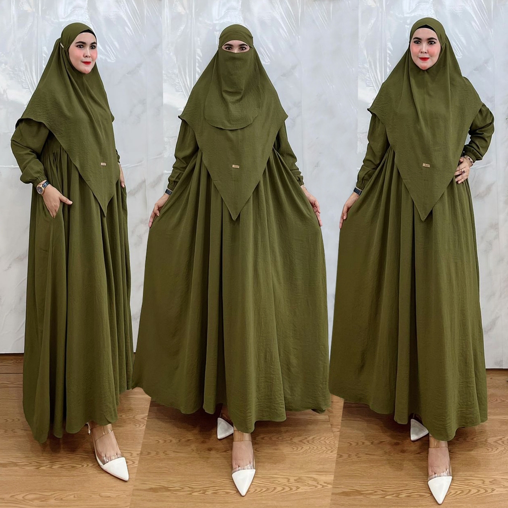 BISA COD One Set Gamis Syari Kode SAHAIRO Bahan Kringkel Premium By Ory AjeZas Collection