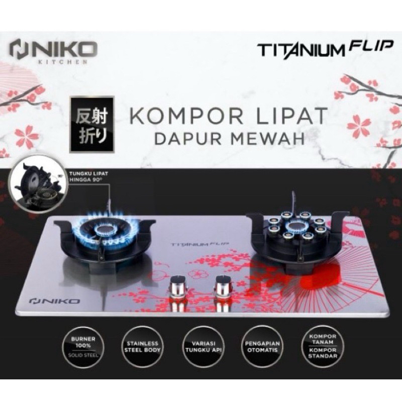 Kompor gas niko 2 tungku titanium flip