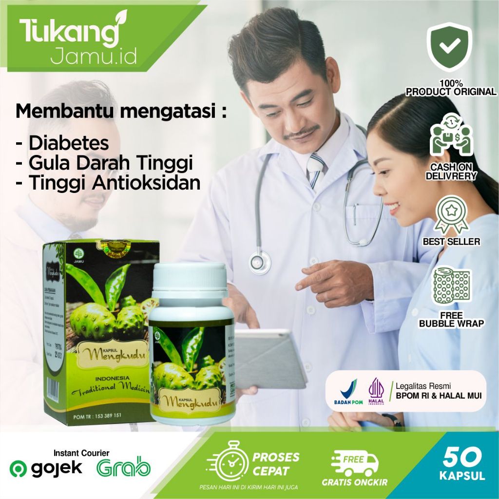 

Herbal Gejala Kencing manis Hepatitis Tifoid dan Guladarah Mengkudu Kapsul