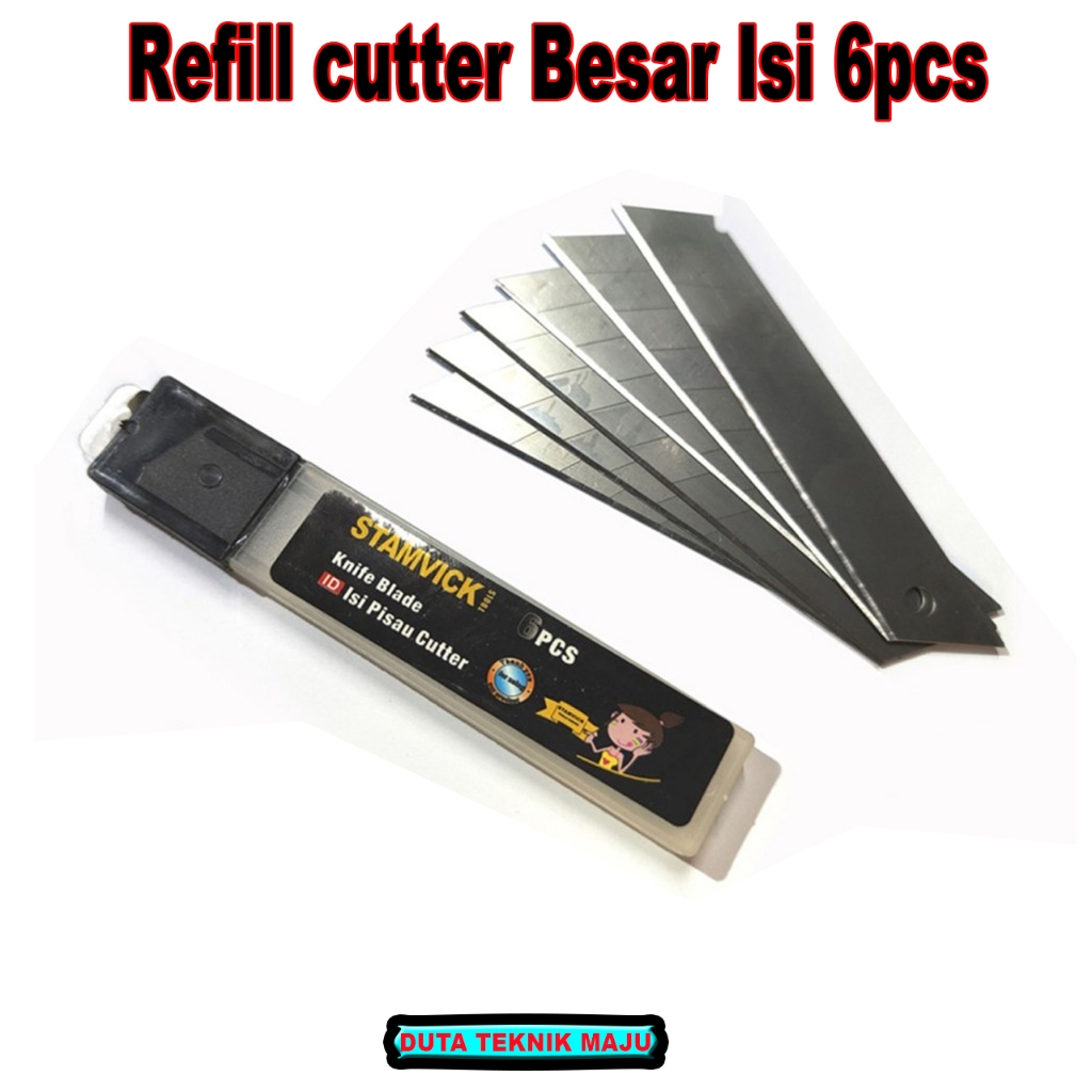 

Reffil Isi Pisau Cutter Isi 6 Pcs Stamvick / Isi Kater / Pisau Kater Isi 6 Pcs / Isi Pisau Cutter Besar / Mata Pisau Cutter
