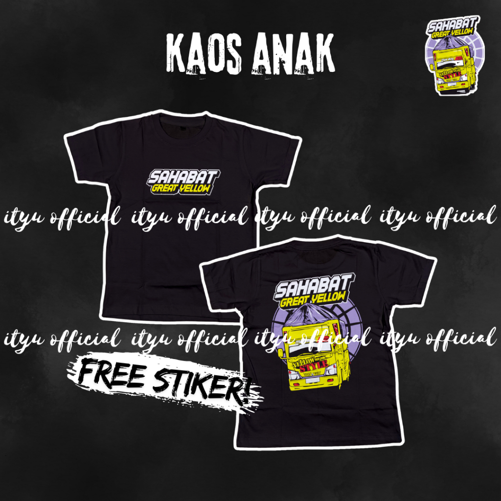 Kaos Tshirt Anak Truk Oleng Bayi Tabung Sahabat cotton combed sablon dtf Free Stiker bus mania
