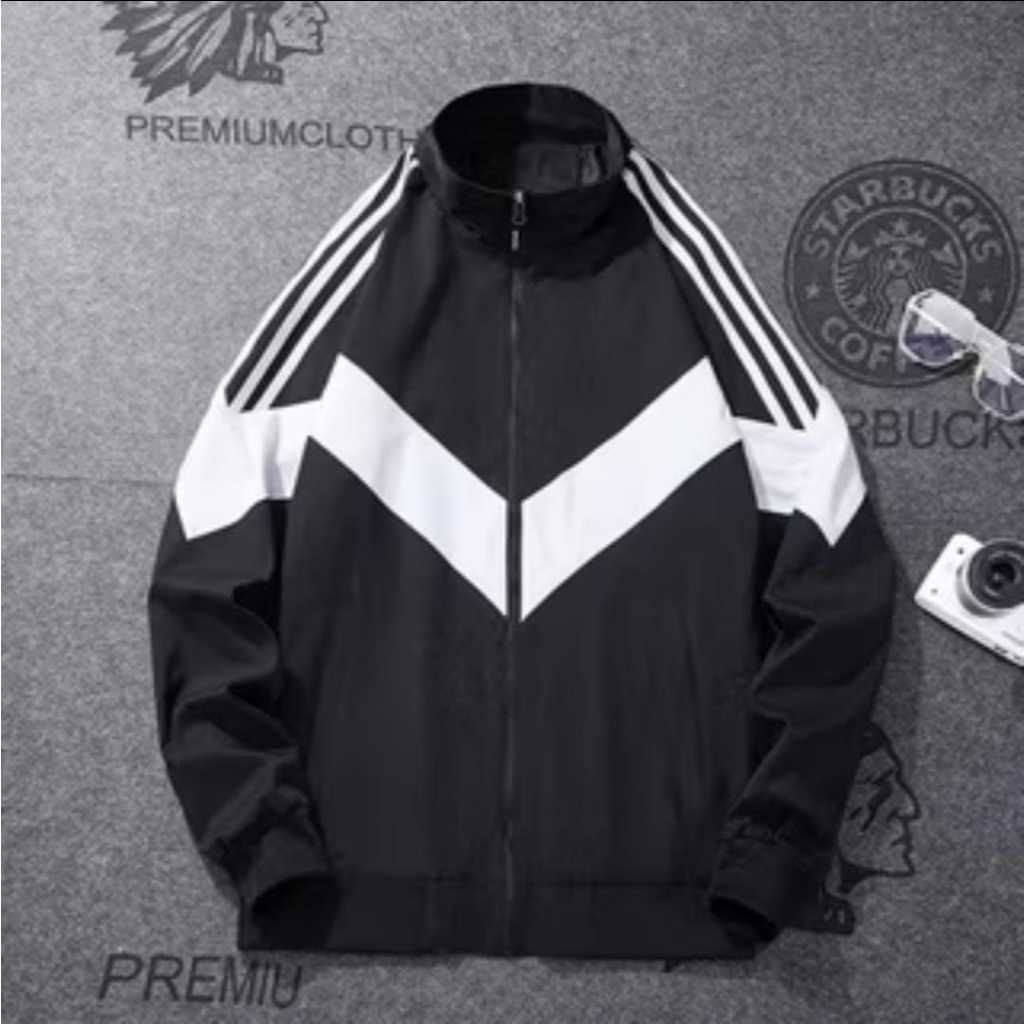 Jaket Tractop Victory Hitam Polos Pria Wanita / Jaket Victory Tracktop Premium Unisex