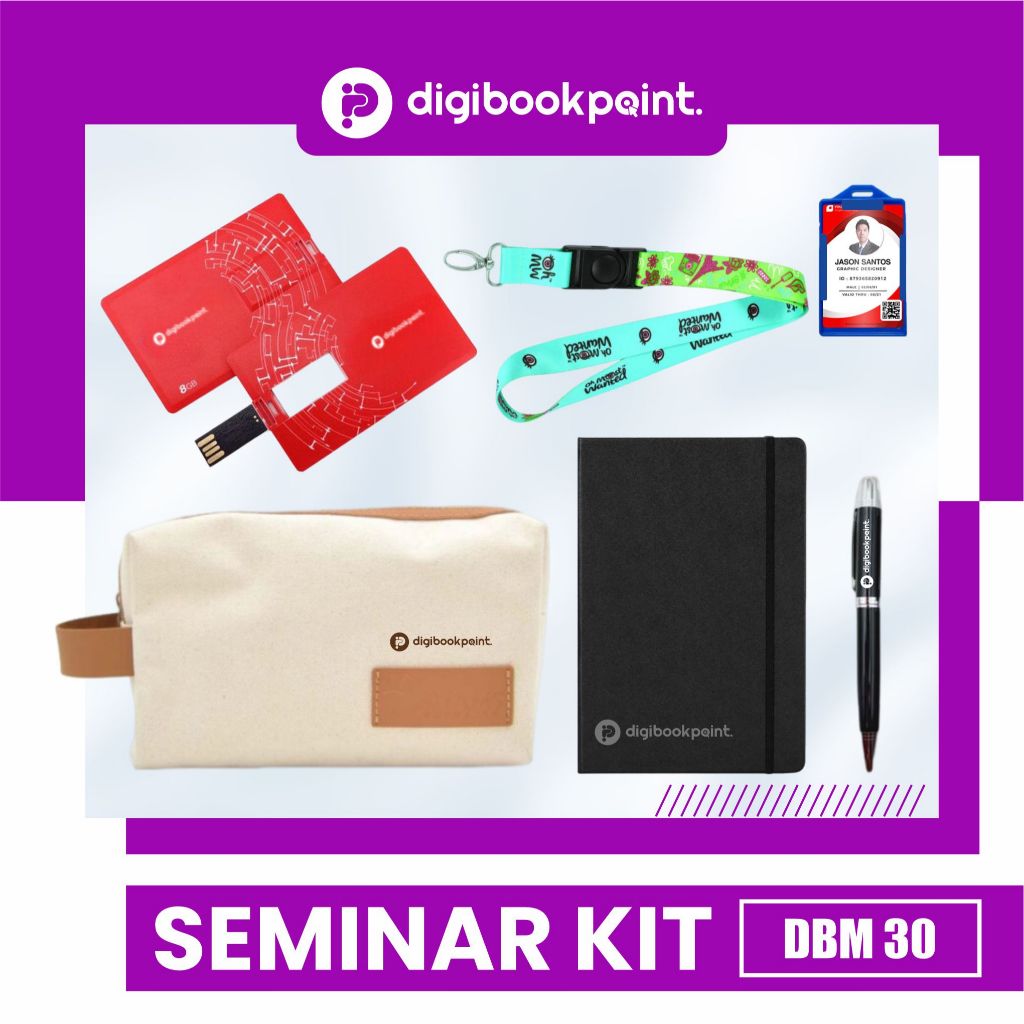 

Paket Seminar Kit Custom - Pulpen Besi Grafir, Notebook Karet A5, Pouch Canvas Kombinasi Kulit Custom, Flashdisk 8GB, Paket Lanyard - DBM 30