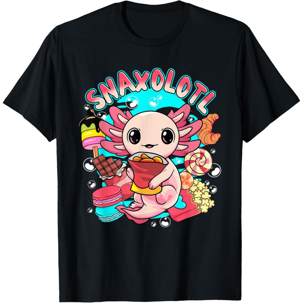 Kaos Anak Cute Axolotl Lover Snaxolotl Food Sweets Kids Boys Girls T-Shirt Fashion Baju Atasan Anak 