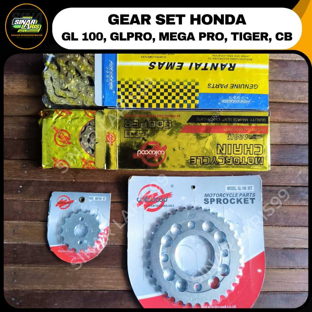 GEAR SET GEARSET GL PRO, MEGAPRO, CBR, TIGER, VERZA RANTAI GOLD CORAZONE ORIGINAL WILWOOD MODEL SSS