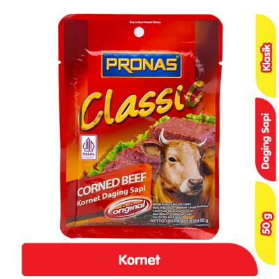 

Pronas Classic Corned Beef Original 50 Gr Kornet Sapi Klasik 50Gr