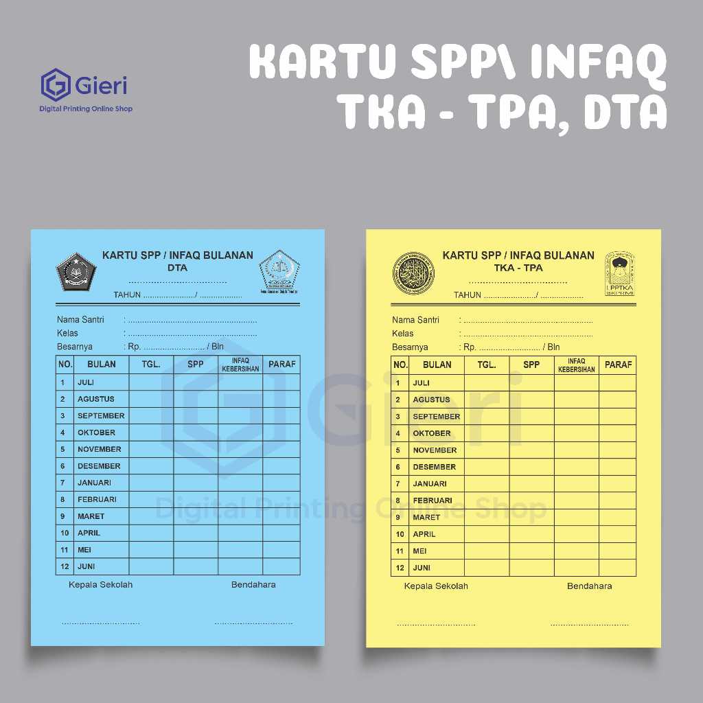 

GIERI - KARTU IURAN TKA - TPA / KARTU IURAN DTA