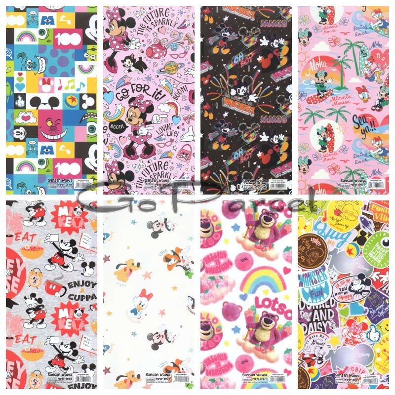 

( 5 Lembar ) MICKEY SANWA - KERTAS KADO - GIFT WRAP PAPER SANSAN WAWA MICKEY MINNIE AND FRIENDS