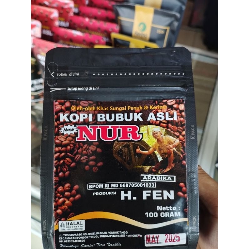 

Kopi Nur Arabika Kerinci 100 gram produksi H. FEN sungai penuh Kerinci Sumatera