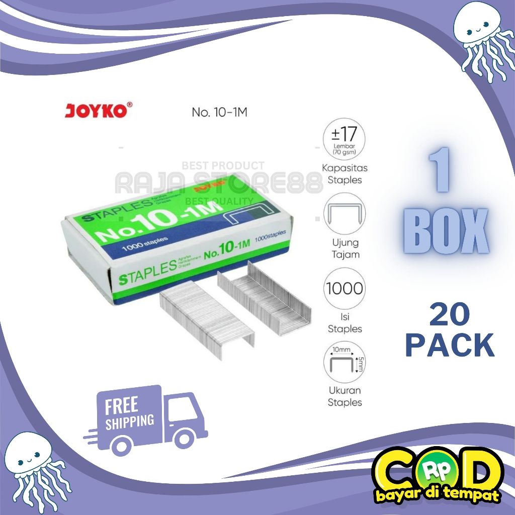 

Isi Staples Stapler Joyko No 10-1M ( 1 Pak 20 kotak)