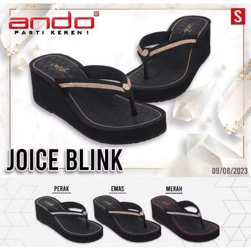 Ando Joice Blink Sandal Wedges Wanita Sendal Jepit Wedges Cewek Perempuan