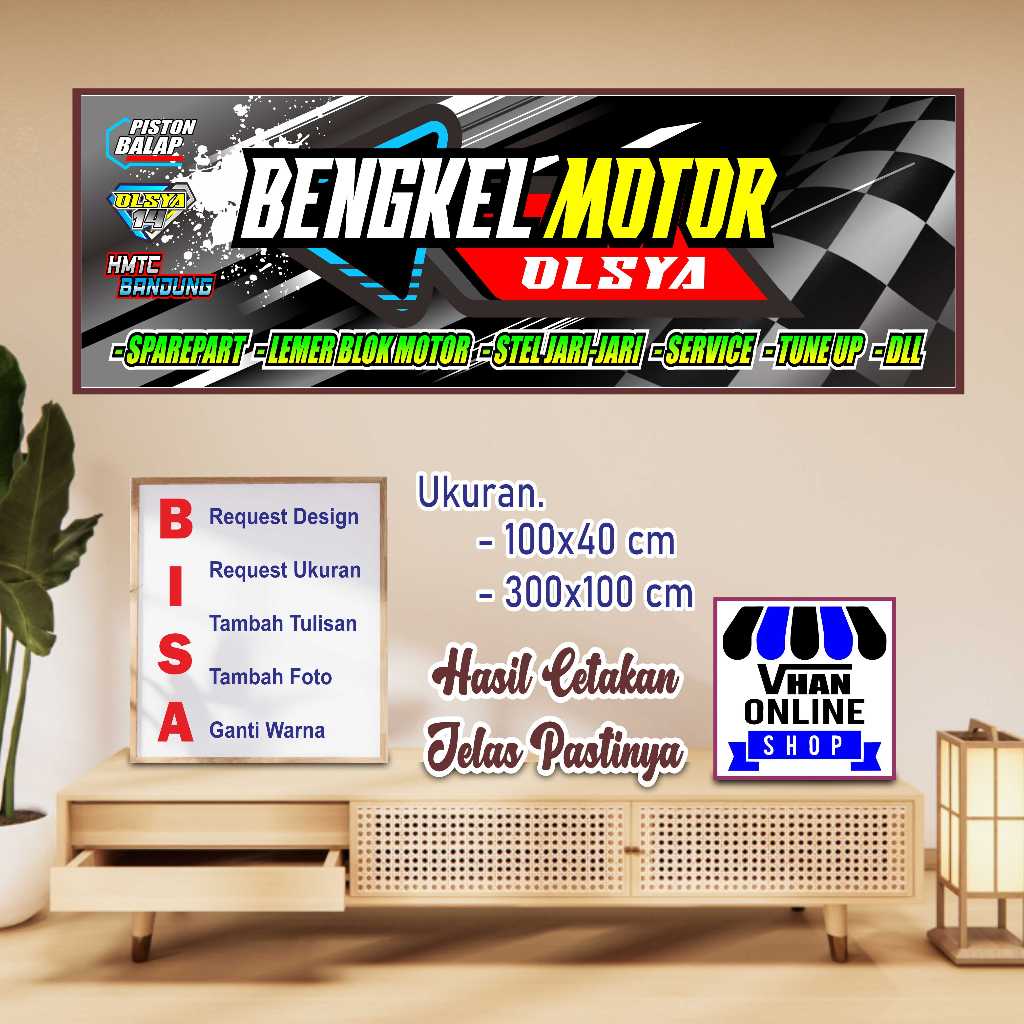 Custom Spanduk Banner MMT Logo Bengkel Motor Racing