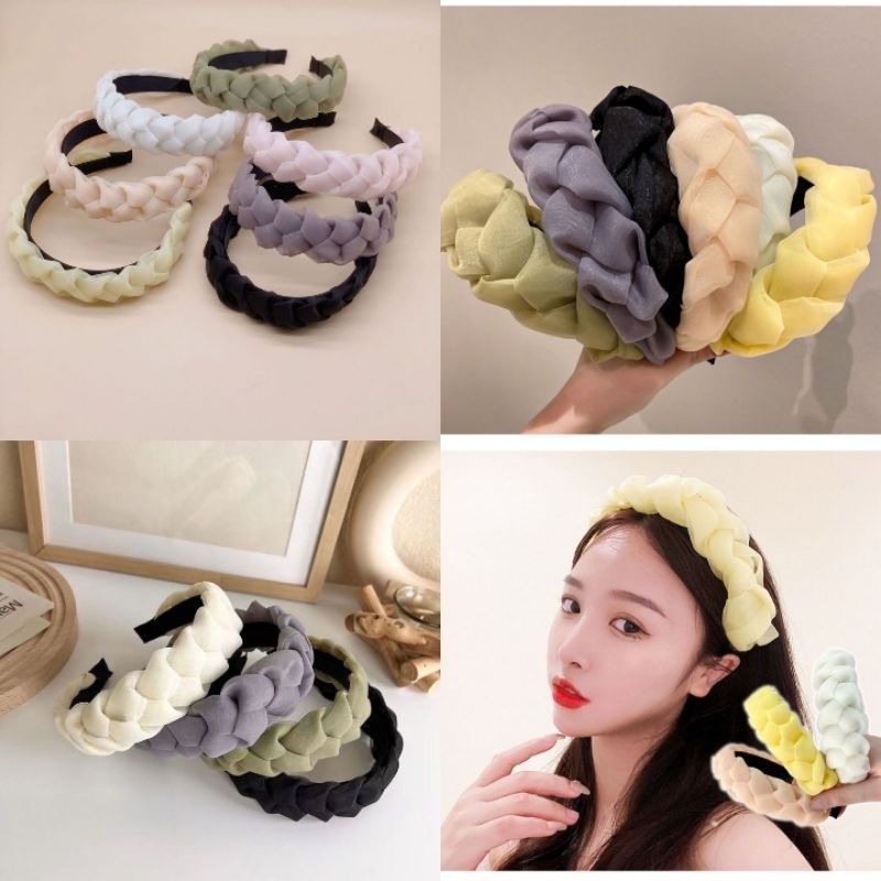 bando bandana premiun kepang besar tebal bhn kain sifon satin korea style fashion