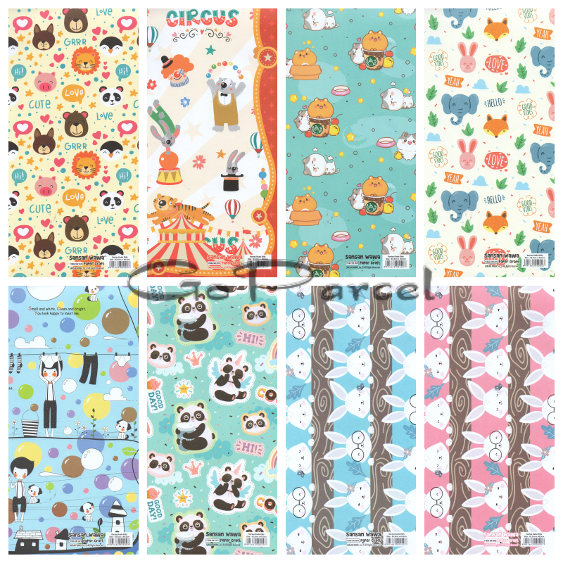 

( 5 Lembar ) CUTE ANIMAL SANWA - KERTAS KADO PET KITTEN PUS CAT DOG - GIFT WRAP PAPER SANSAN WAWA