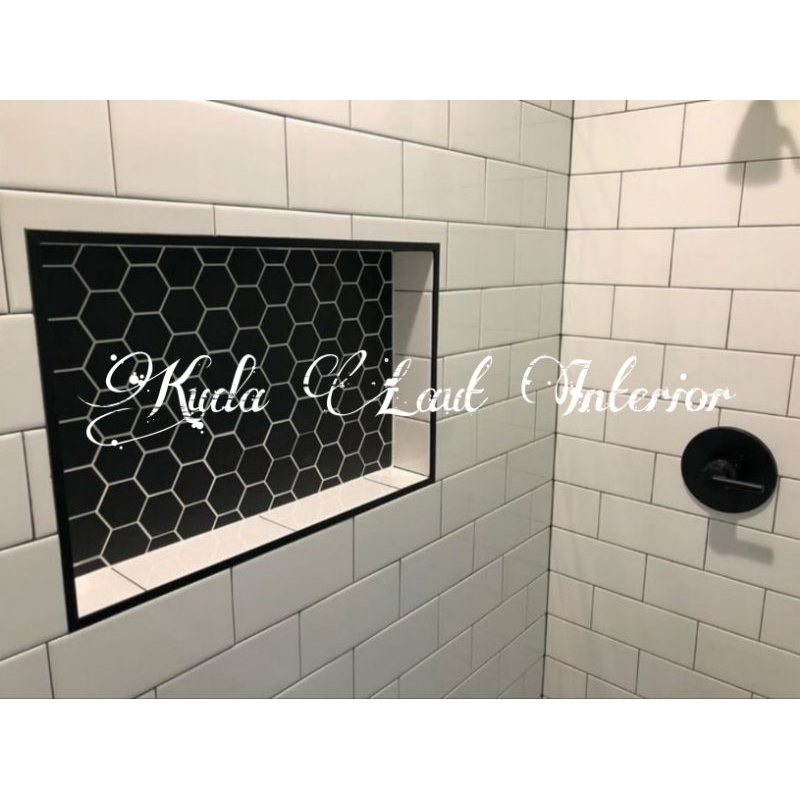 Keramik Mosaic Type HEX2 1022 Hitam Matt/Doff Kuda Laut Mass - Mozaik Dinding Hias - Backsplash - Ke