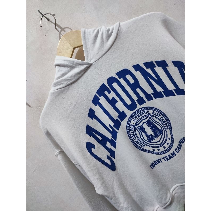Hoodie Crop Zara California Putih