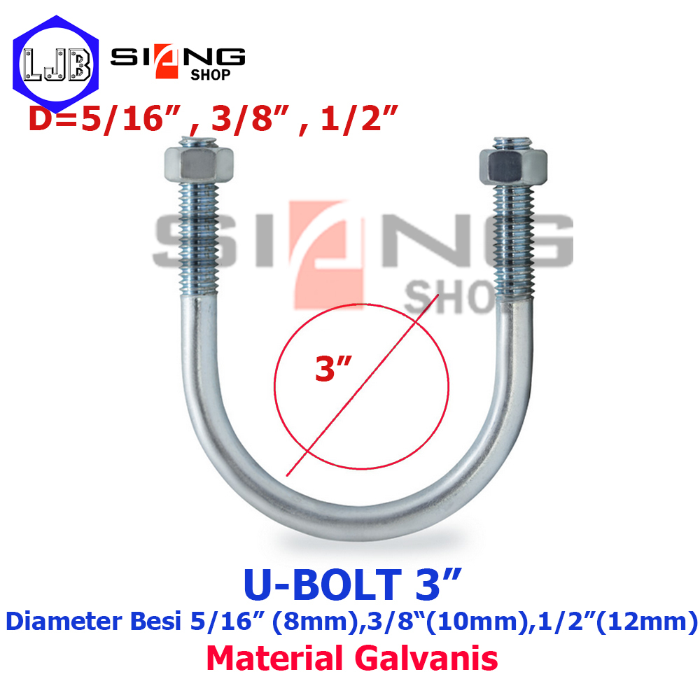 U Bolt Pipa 3 inc Putih