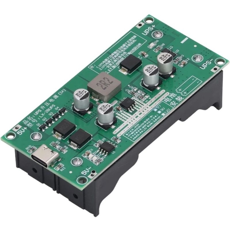 Mini UPS 3A 12V Module With Holder Baterai 18650 Charger Input Type C 5V
