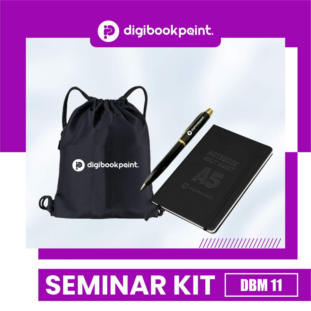 

Paket Seminar Kit Custom - Pulpen Besi Grafir, Notebook Kulit Karet A5, Tas Serut Punggung Taslan Custom - DBM 11