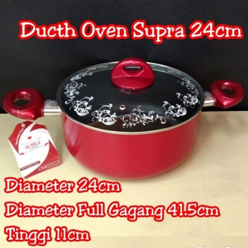 panci SUPRA teflon 24 CM dutch oven casserole teflon tutup kaca