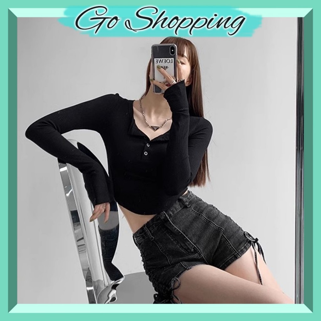 GOBJ1646 Pakaian Wanita Baju Kaos  Atasan Lengan Panjang Inner Knit Rib Longsleve Squere Neck