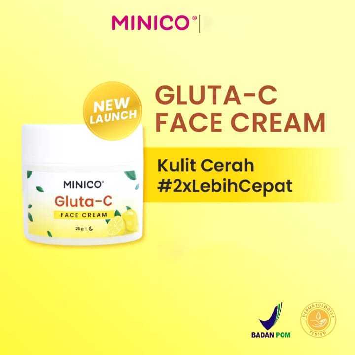 Minico Gluta-C Face Cream BPOM 25gr 1 pcs Krim Pelembab Malam Night Cream Tranex Niacinamide Gluta V