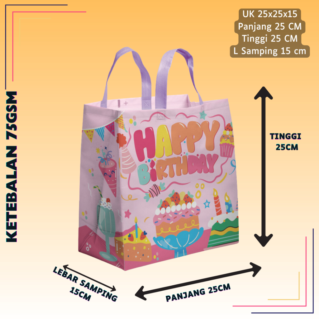 

( LUSINAN 12 PCS ) Tas Souvenir Ulang Tahun Anak Goodiebag Motif Kartun Premium Hampers Goodie Bag