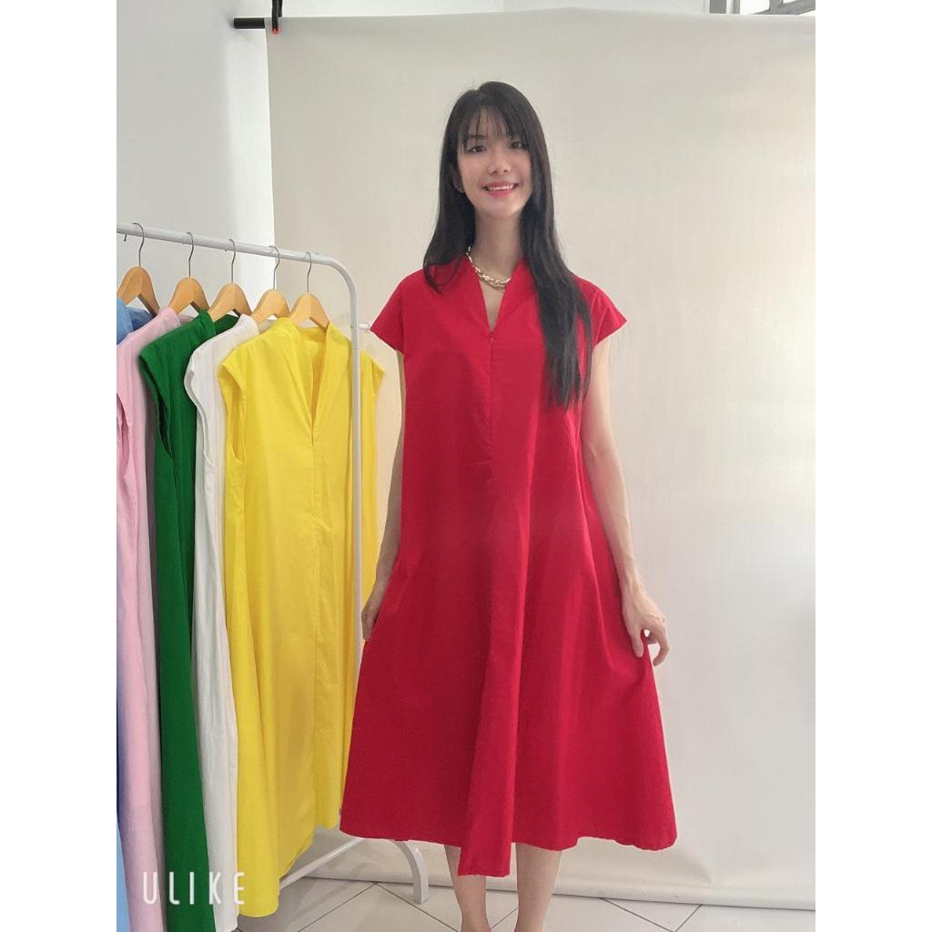 HEREH.ID - Sasa Dress Katun poplin / Dress wanita sleting katun poplin