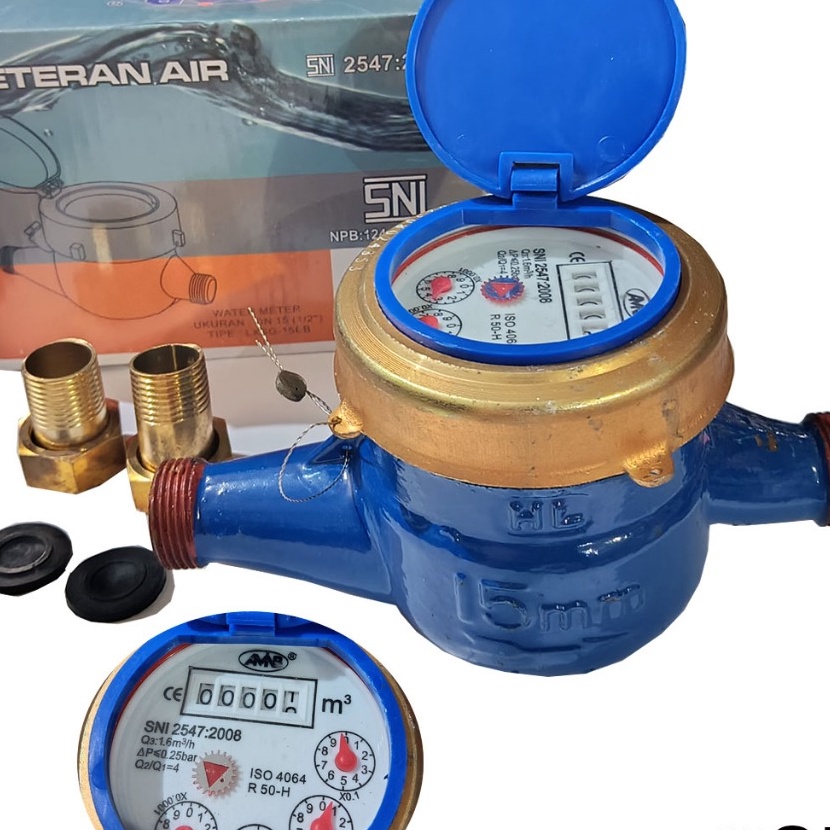 Mega Meteran Air Kuningan Sni Pdam 12 AMNB Water Meter Body Kuningan  Meteran Air PAM PDAM SNI 12