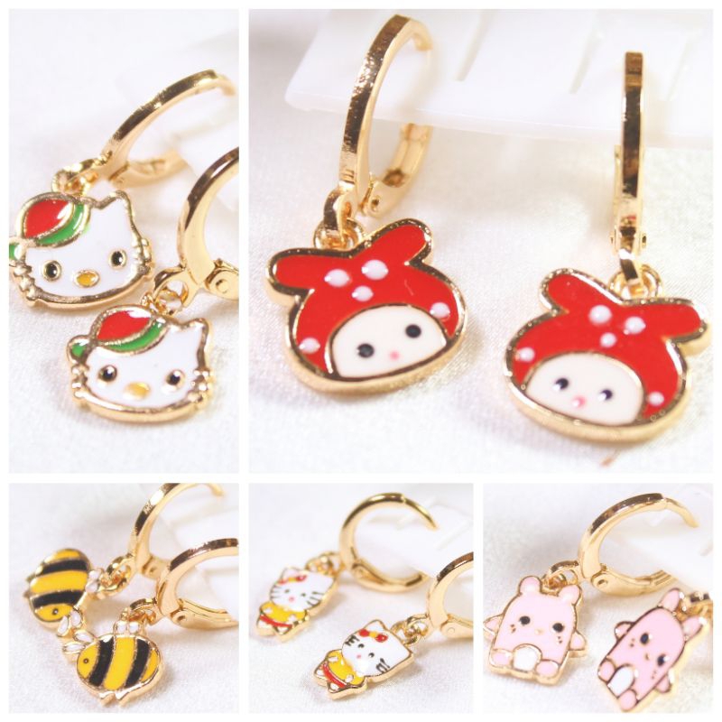 Anting Emas Anak Hoops Karakter Perhiasan Lapis Emas