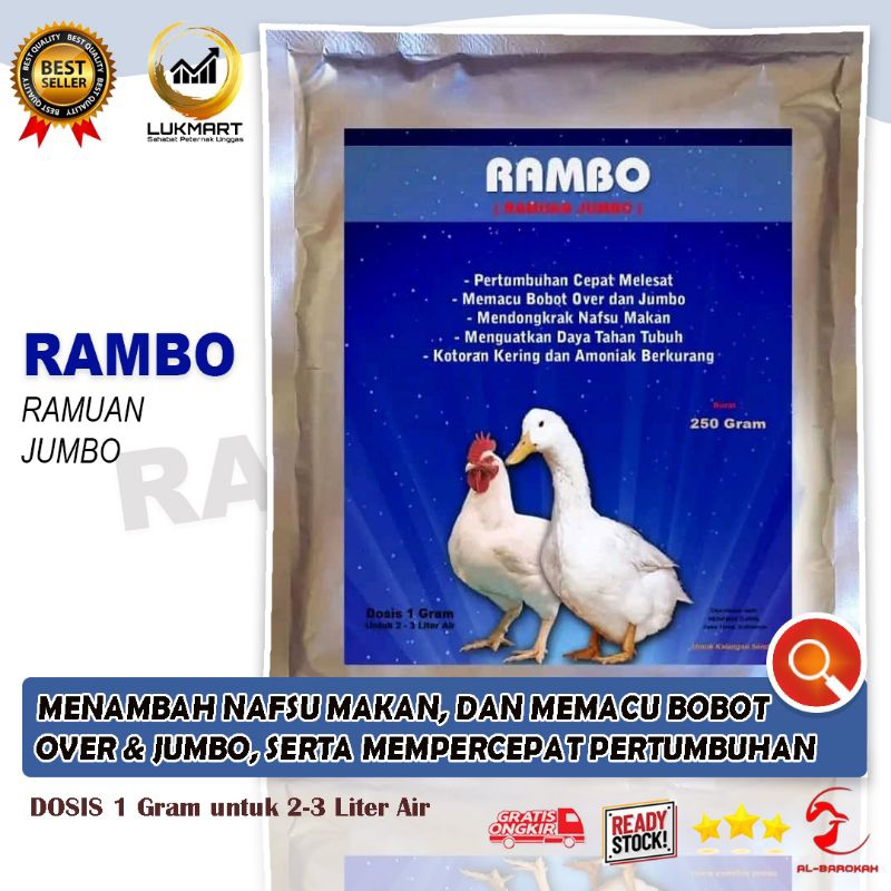 Vitamin Ayam - Rambo - Suplemen Ayam Broiler - Penambah Nafsu Makan Ayam Broiler dan Unggas - Vitami