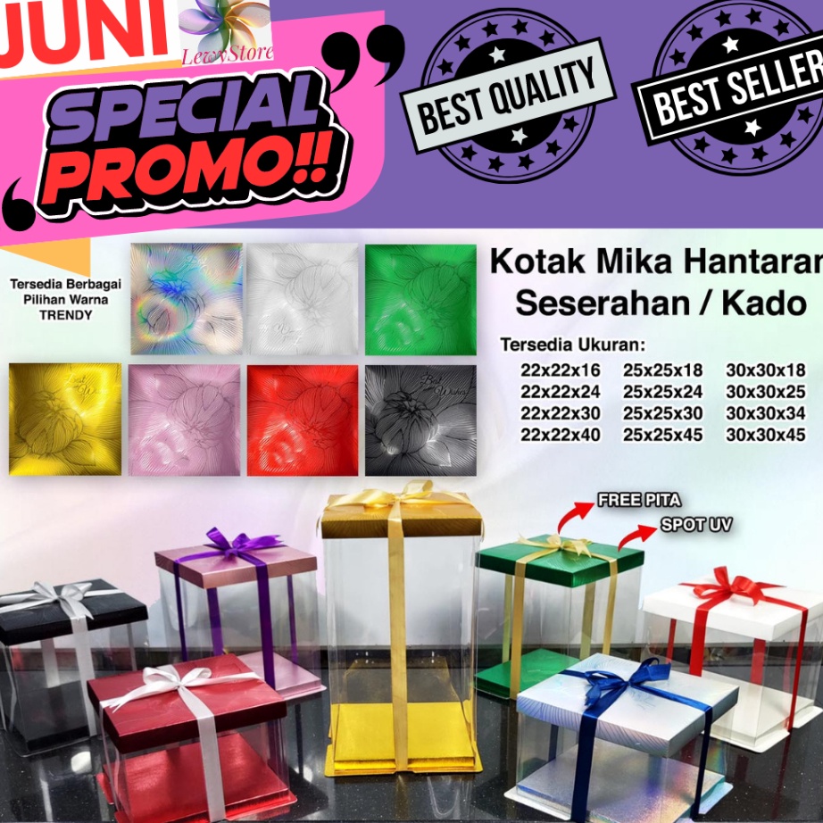 

PRODUK UNGGULAN Cake Box Mika Dus Kue Kotak Kue Transparant 26x26 cm bisa untuk 25 cm