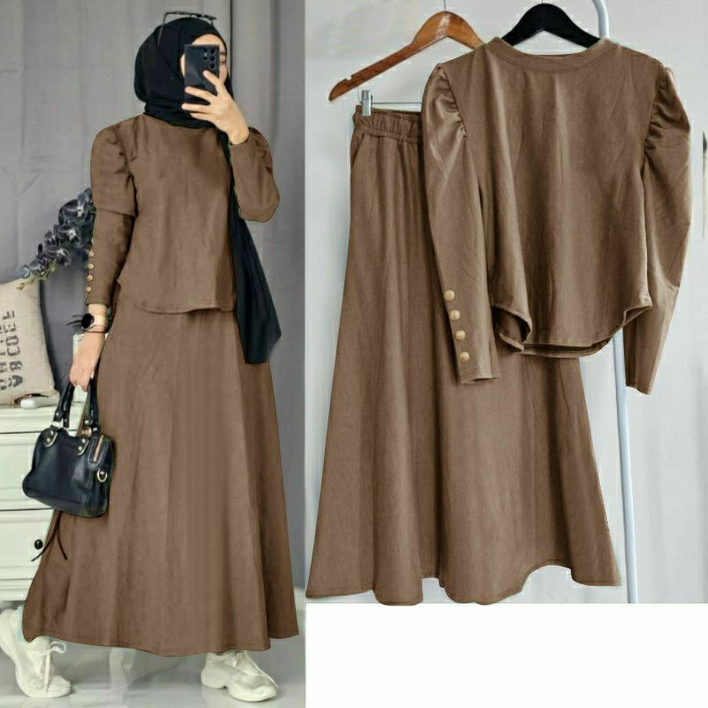 Baju Set Wanita Moeslim Kekinian Secelan Terbaru Ibuibu Pkk Ramadan Sale Setcelan Basju Ngaji Muslim
