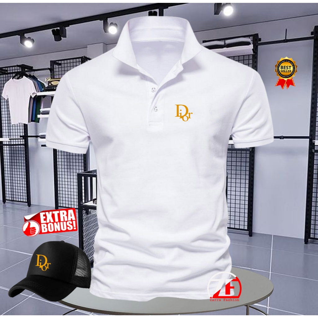 GRATIS TOPI POLO SHIRT PRIA/WANITA KAOS POLO KERAH DIOR GOLD